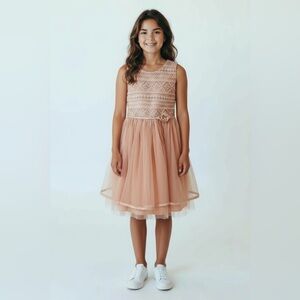 Jona Michelle Party Dress Lace Tulle Flower Girl Special‎ Occasion Size 6